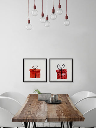 Red Gift Boxes Diptych, 2-Piece Set, 32x32