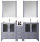 Lexora Volez 72" Vanity Cabinet, Dark Gray, Top, Mirror, 4 Doors 7 Drawers