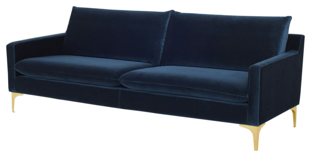 Anders Midnight Blue Fabric Triple Seat Sofa, HGSC493