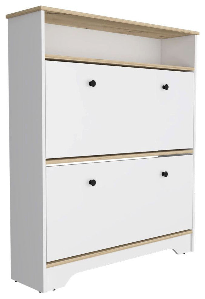 Shoe Rack Dublin, Bedroom, Light Oak / White