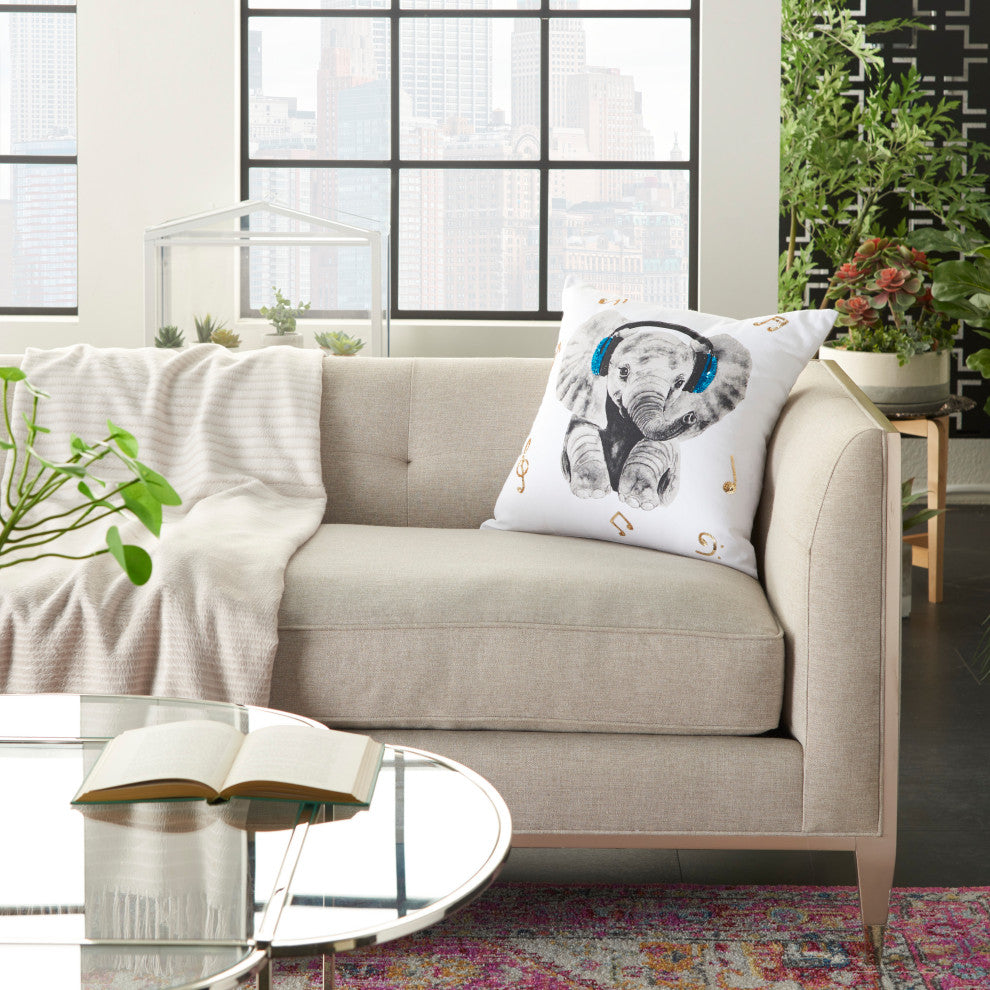 Nourison JB015 Throw Pillow, White, 18" x 18"
