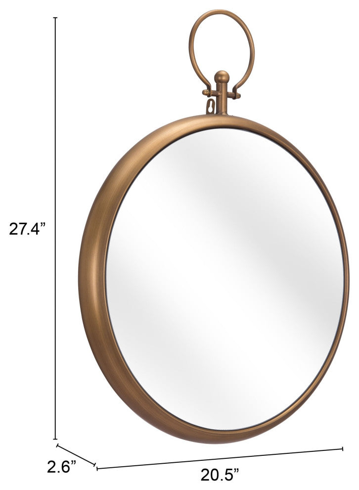 Gold Round Hanging Mirror