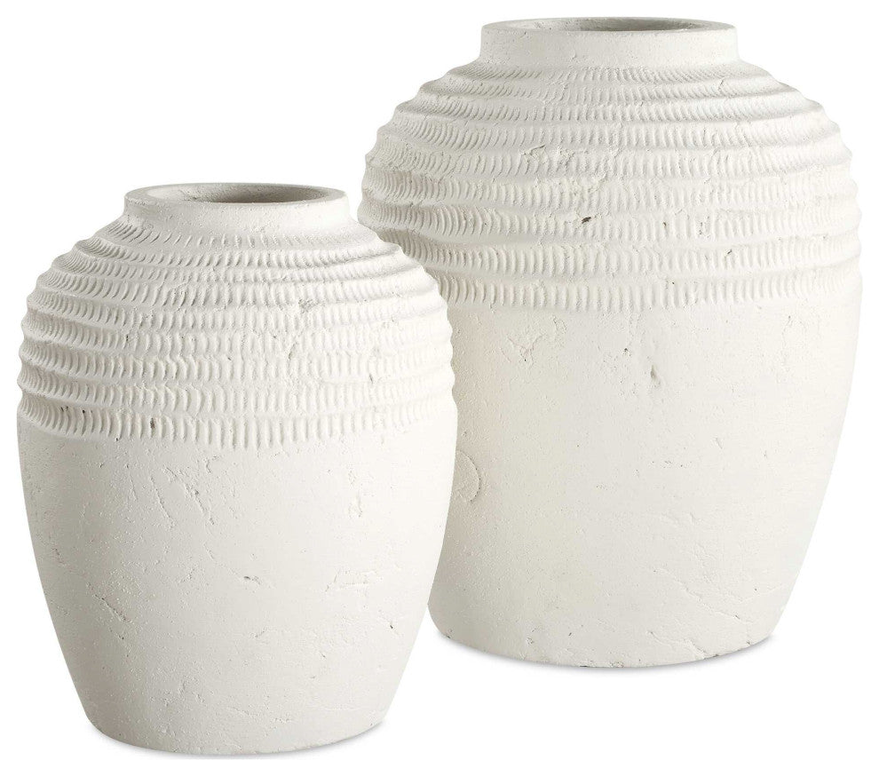 Uttermost Luna Ridge White Ceramic Vases Set of 2