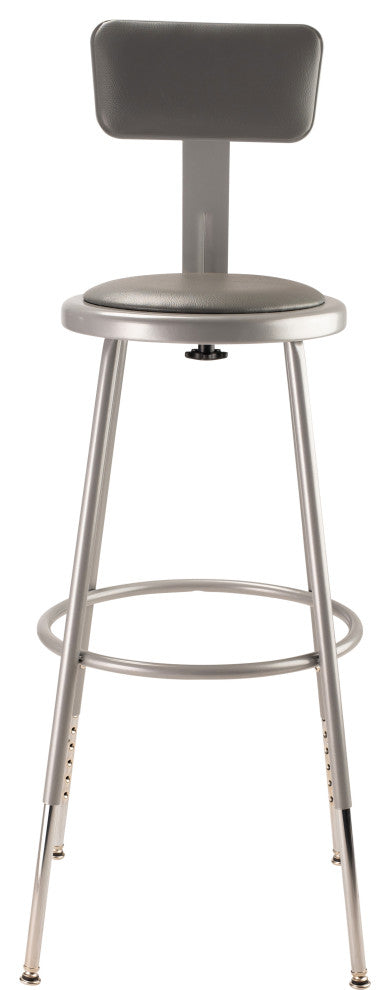 NPS 25"-33" Height Adjustable Vinyl Padded Steel Stool With Backrest, Grey