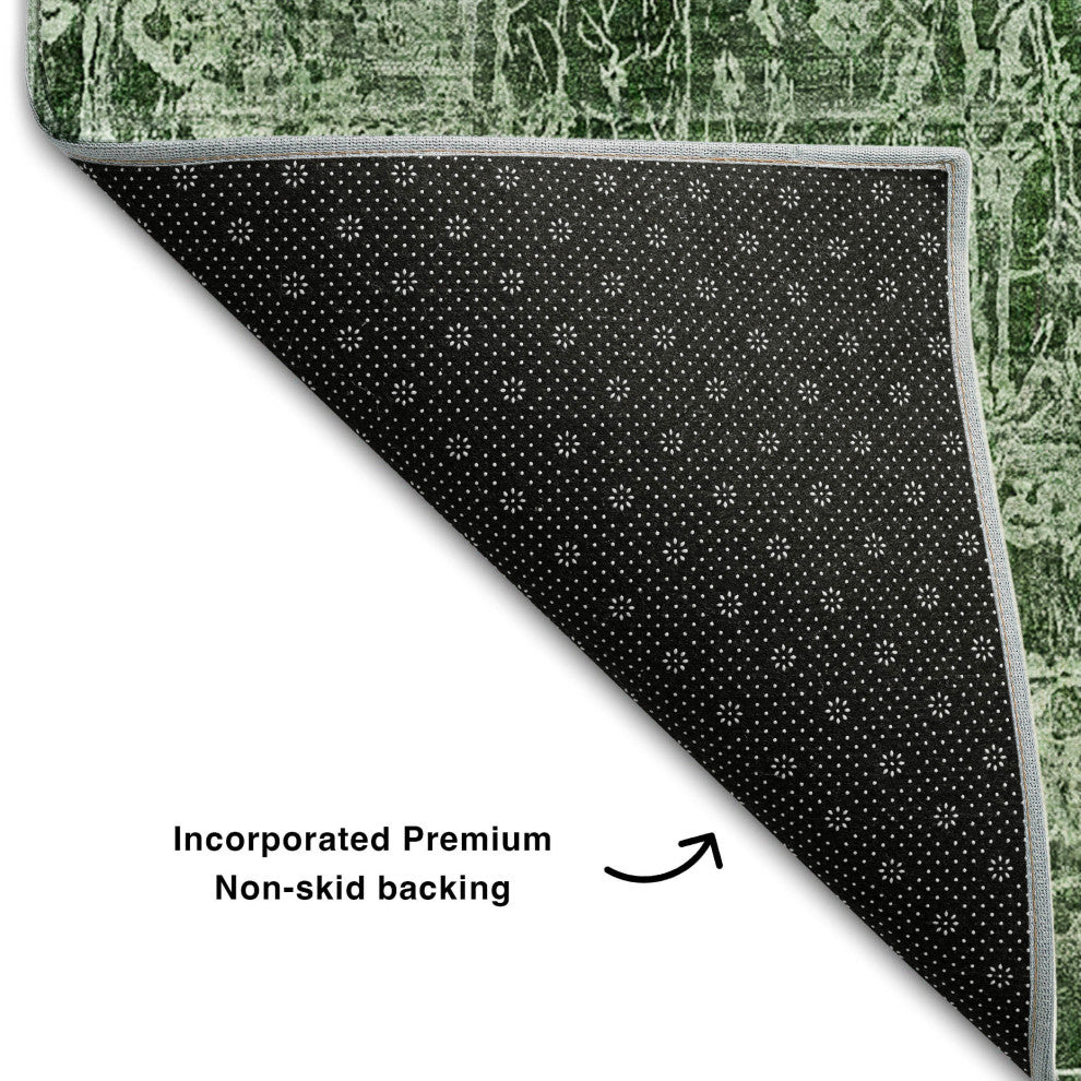Premium Machine Washable Mayfield AMF559 Emerald 8' x 8' Round Rug