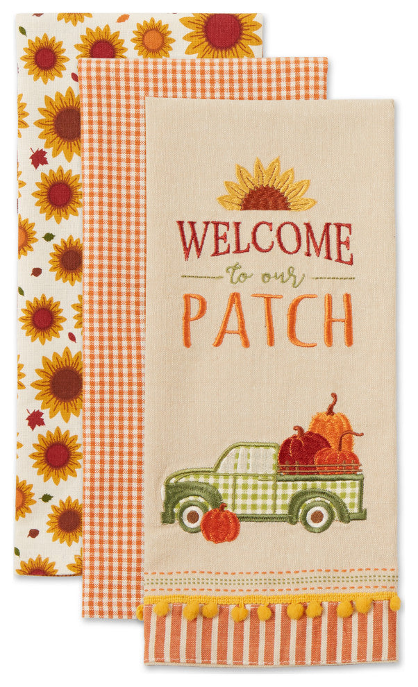 Assorted Pumpkin Patch Truck Dishtowel (Set of 3)