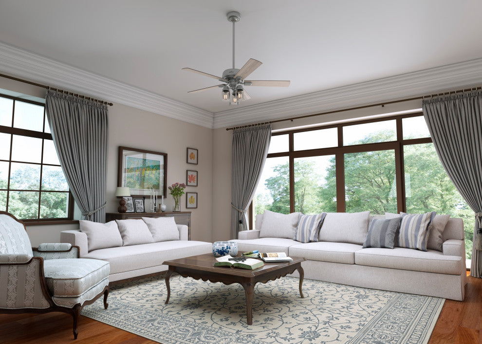 Hunter 52" Hartland Matte Silver Ceiling Fan With LED Light Kit and Pull Chain