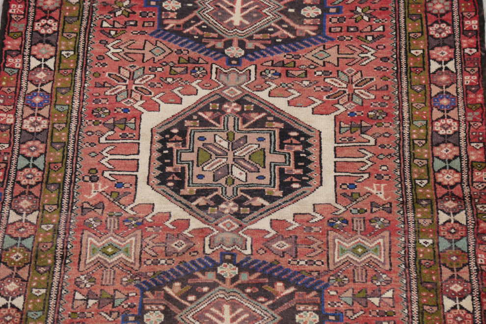 Consigned, Vintage Oriental Persian Traditional Hand-Knotted Area Rug, Red, 4x15