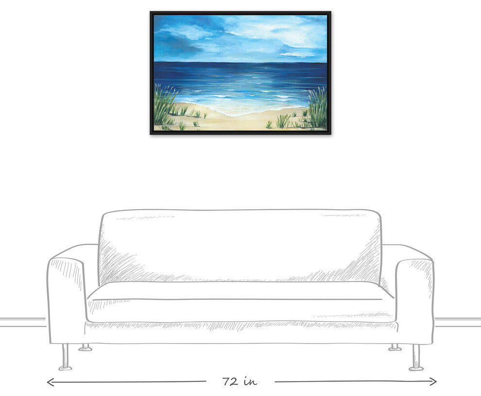 Peaceful Beach Scene 24x36 Black Floating Framed Canvas
