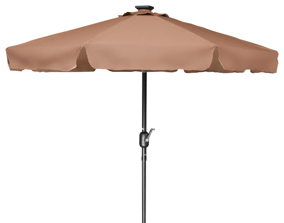 Deluxe Solar Powered LED Lighted Patio Umbrella, 7' With Scalloped Edge Top,, Ta