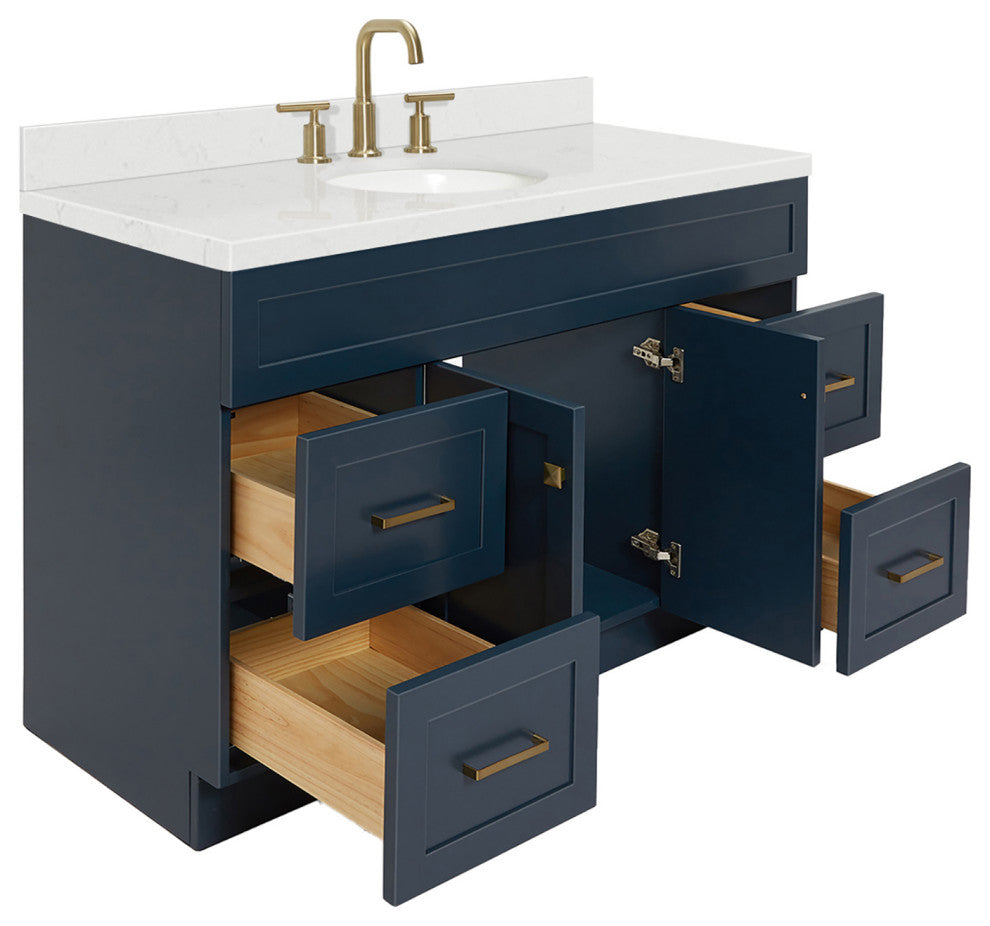 Ariel Hamlet 54" Single Oval Sink Bathroom Vanity, Carrara Quartz