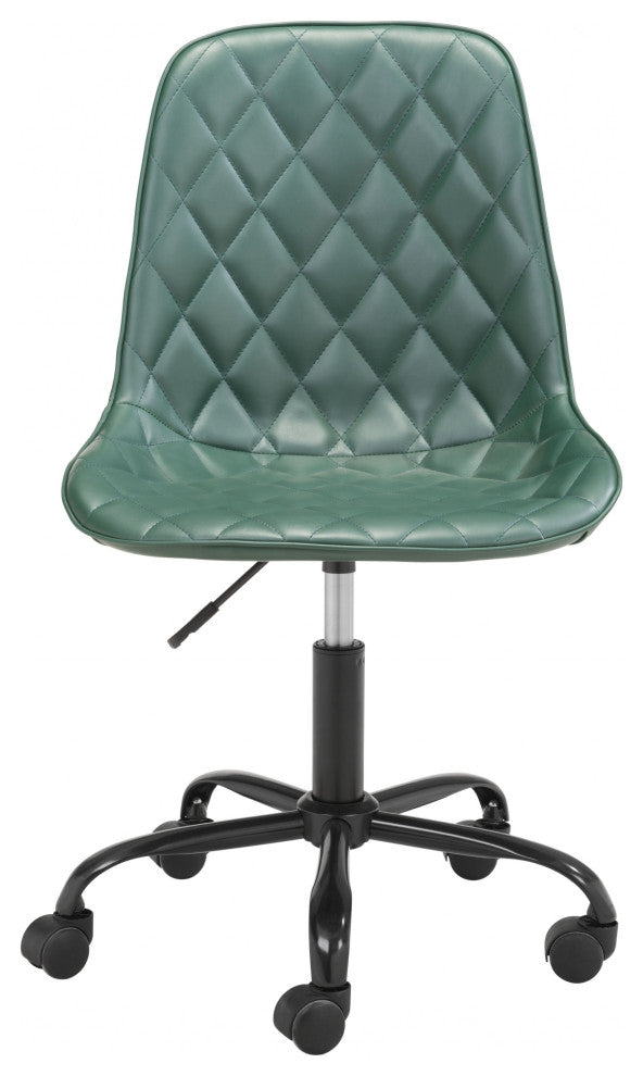 Green Stylized Faux Leather Office Chair