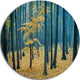 Dense Autumn Beach Forest, Forest Round Wall Art, 36"
