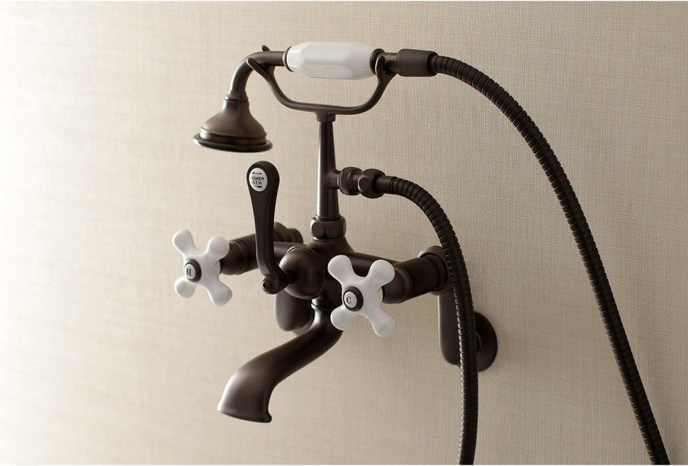 Kingston Brass Wall Mount Tub Faucet With Hand Shower, Oil Rubbed Bronze