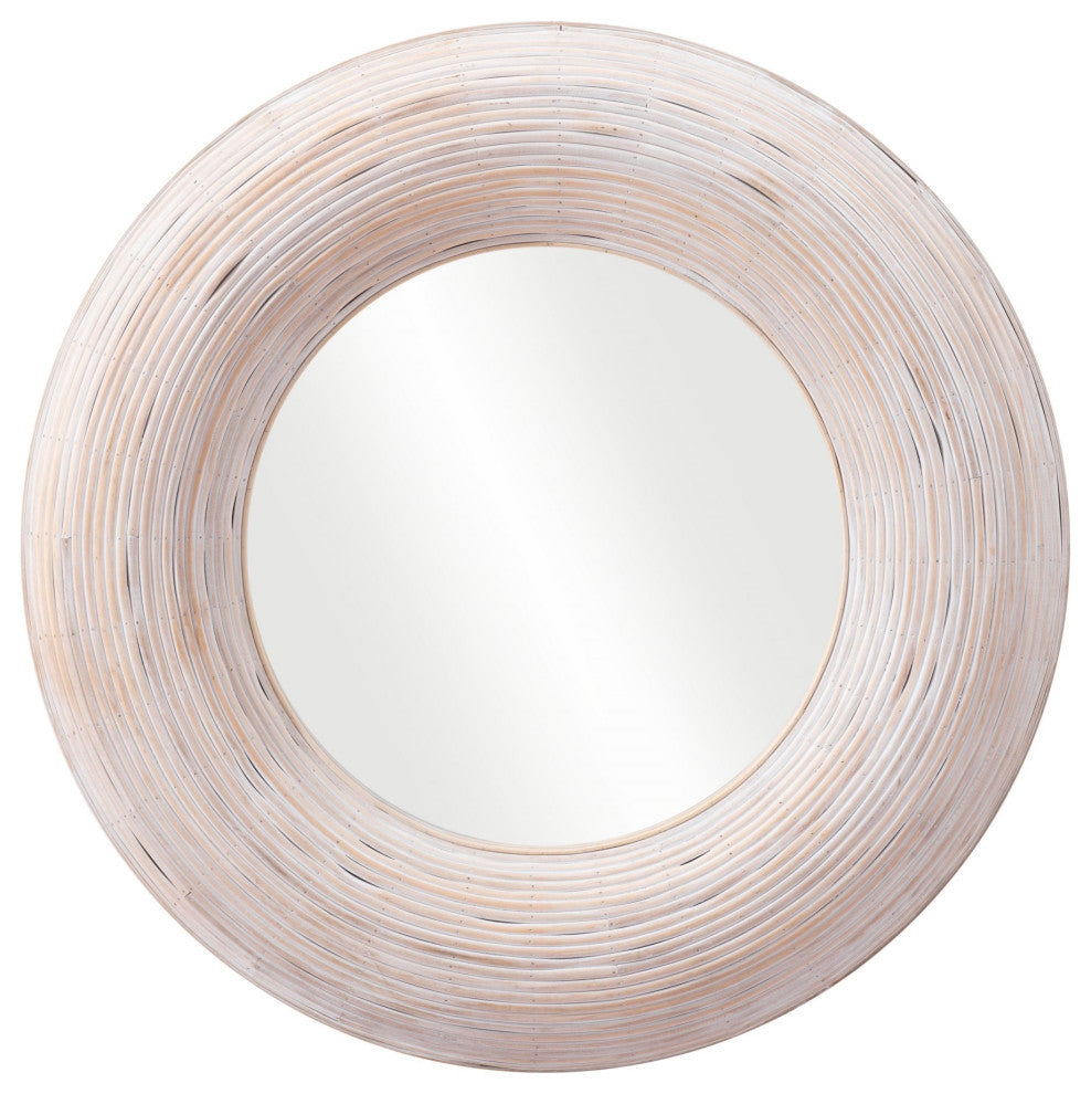 Frame Wall Mirror, Round, Glass, Beige, Bedroom Living