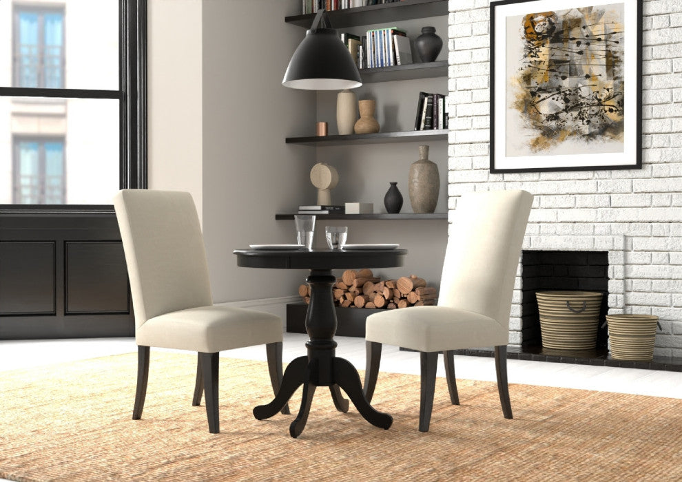 Bella 30" Round Pedestal Table, Antique Black