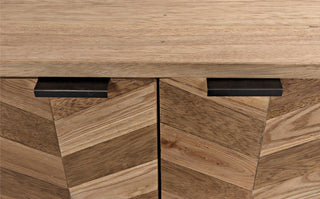 Walnut Herringbone Sideboard With Steel Base