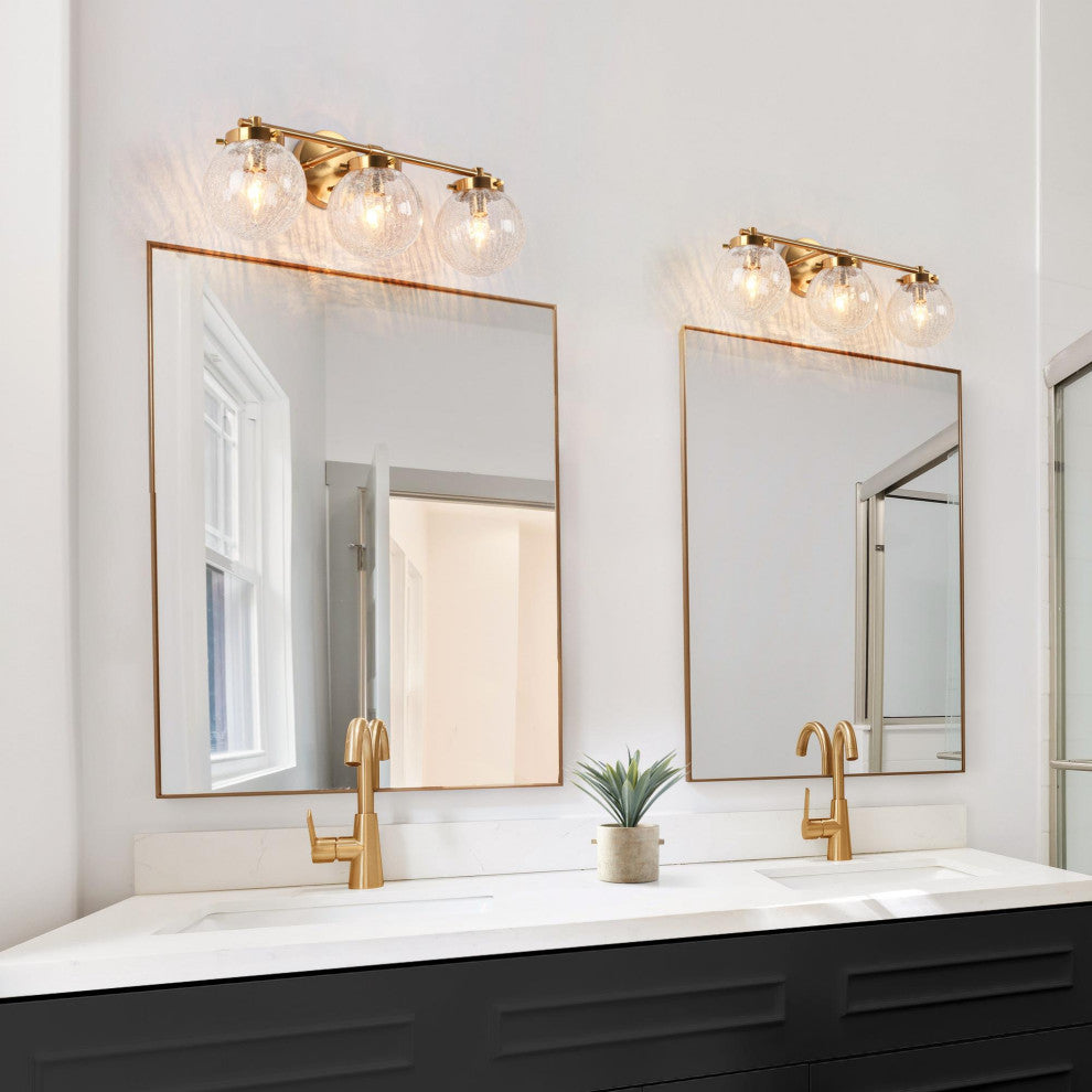 LALUZ 3-Light Modern Gold Bathroom Vanity Light