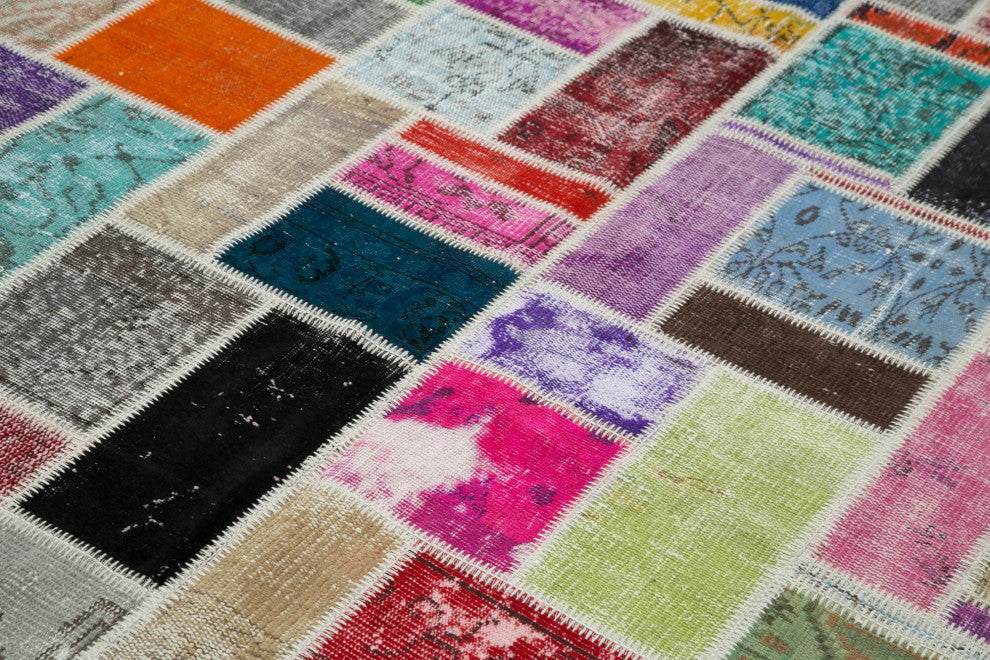 Rug N Carpet - Hand-Knotted Turkish 5' 8" x 7' 10" Unique Patchwork Area Rug