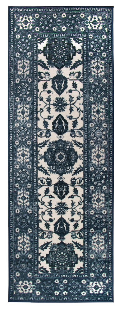 My Magic Carpet Machine Washable Runner Rug Ramage Blue 2.5x7'