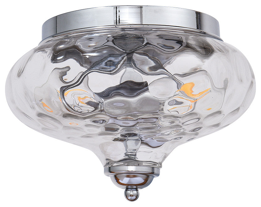 Modern 2-Light Water Pattern Flush Mount, Chrome
