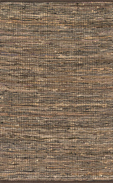 Natural Leather & Jute, Edge Area Rug, Brown, 3'6"x5'6"