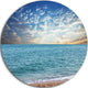 Fasting Moving Clouds Over Blue Beach, Modern Beach Round Wall Art, 11"