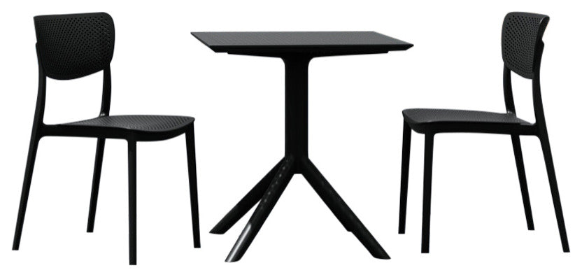 Lucy Outdoor Bistro 3-Piece Set With 31" Table Top Black