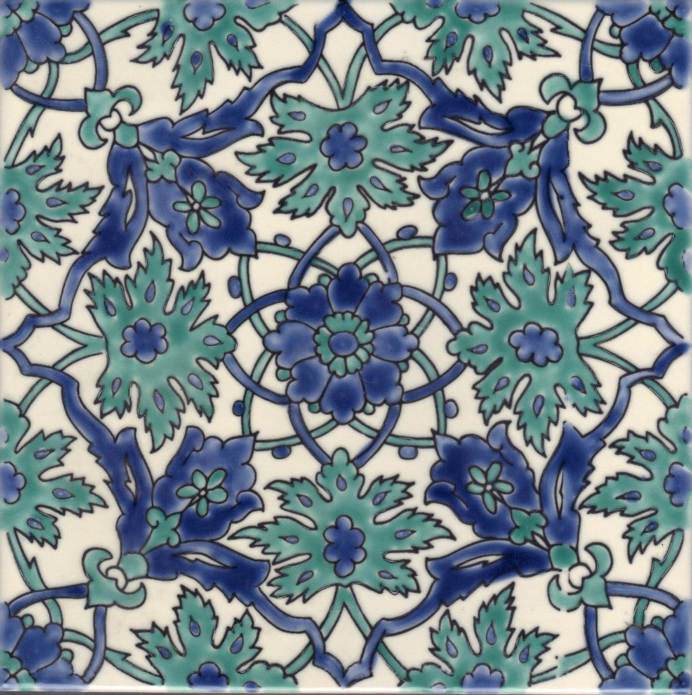 7.87"x7.87" Chiraz Emeraude Ceramic Tile, Set Of 10