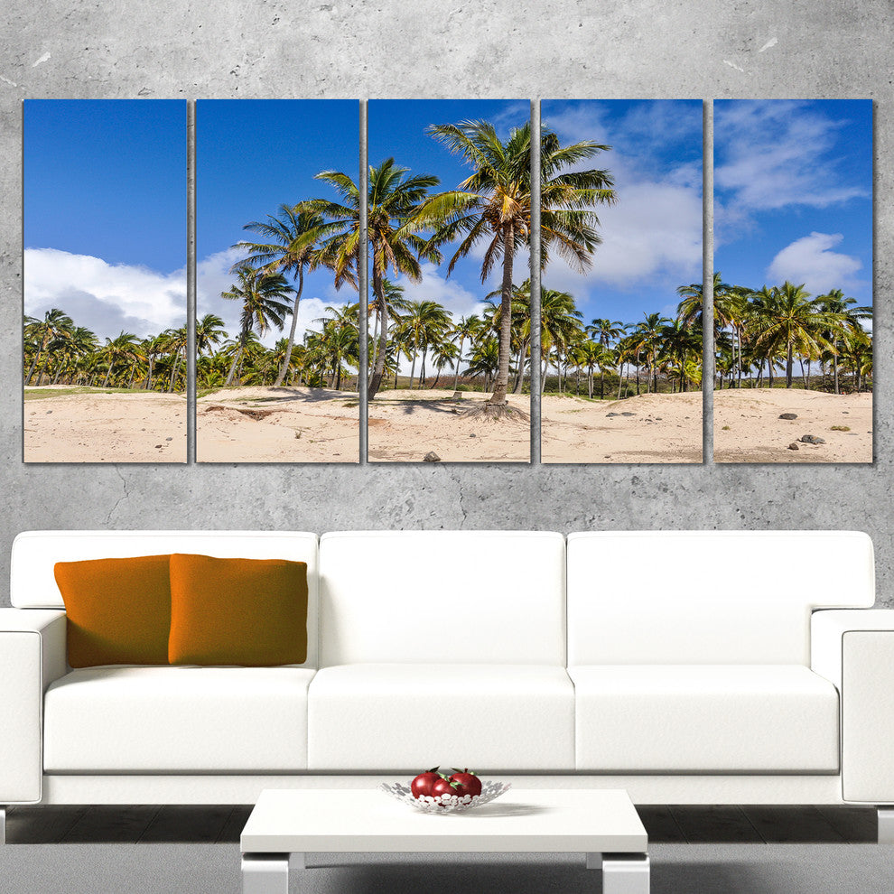 "Anakena Beach in Easter Island" Canvas Print, 5 Panels