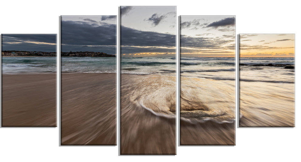"Morning With Playful Surf and Pleasant Sky" Wall Art, 5 Panels, 60"x32"