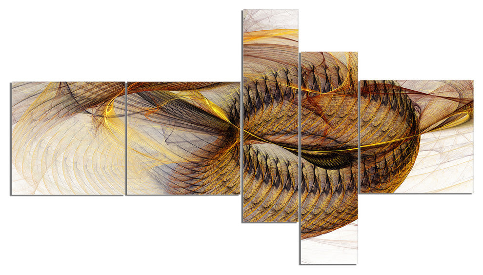 Abstract Brown Spiral Texture, Abstract Wall Art Canvas, 60"x32", 5 panels