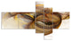 Abstract Brown Spiral Texture, Abstract Wall Art Canvas, 60"x32", 5 panels