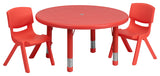33'' Round Red Plastic Height Adjustable Activity Table Set with 2 Chairs