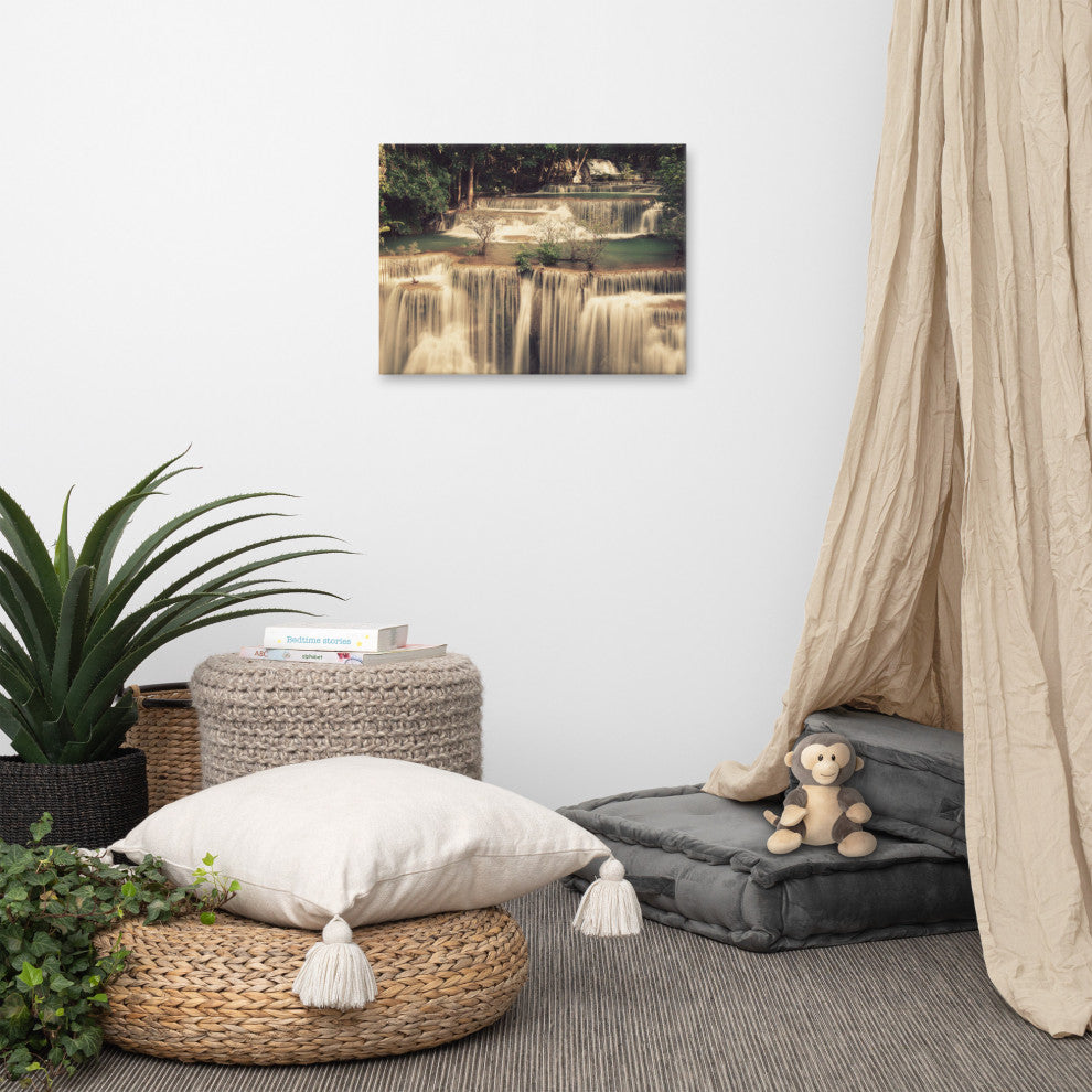 Misty Huay Mae Khamin Waterfall Thailand Landscape Photo Canvas Wall Art Prints, 18" X 24"