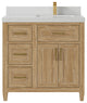 Santa Monica 36 Right Offset  Bath Vanity in Whitewashed Teak 2" Carrara Quartz