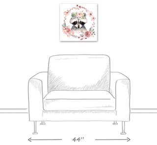 Floral Raccoon 16x16 Canvas Wall Art