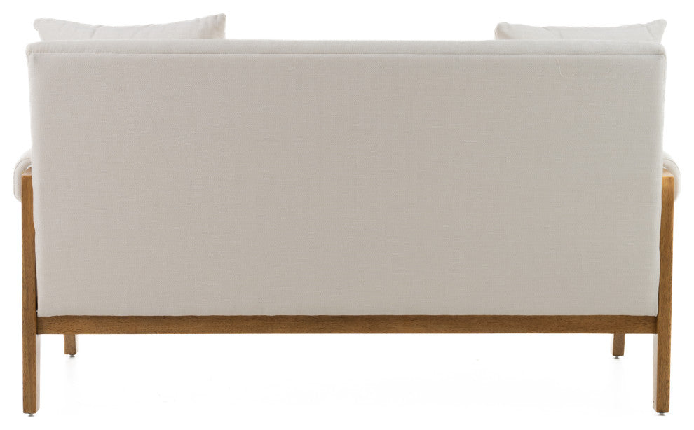Modrest Cynthia Modern White Fabric + Wood Loveseat