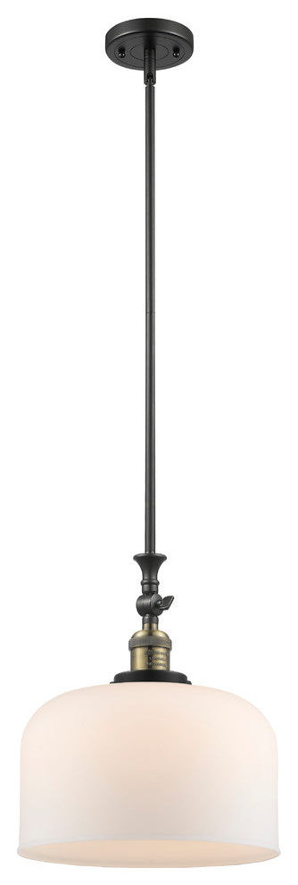 X-Large Bell 1-Light Mini Pendant, Black Antique Brass, Matte White