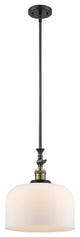 X-Large Bell 1-Light Mini Pendant, Black Antique Brass, Matte White