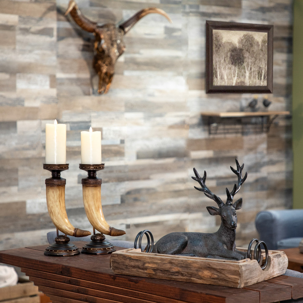 Sagebrook Home Brown Resin Deer, Sitting Sculpture Figurine