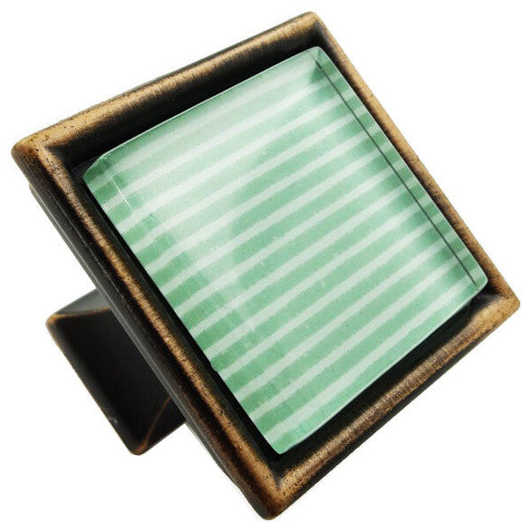 Green Stripes Crystal Glass Oil Rubbed Bronze Madison Classic Knob