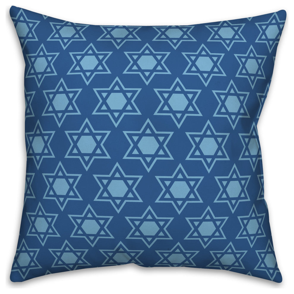 Blue Star of David Pattern 16"x16" Throw Pillow Cover