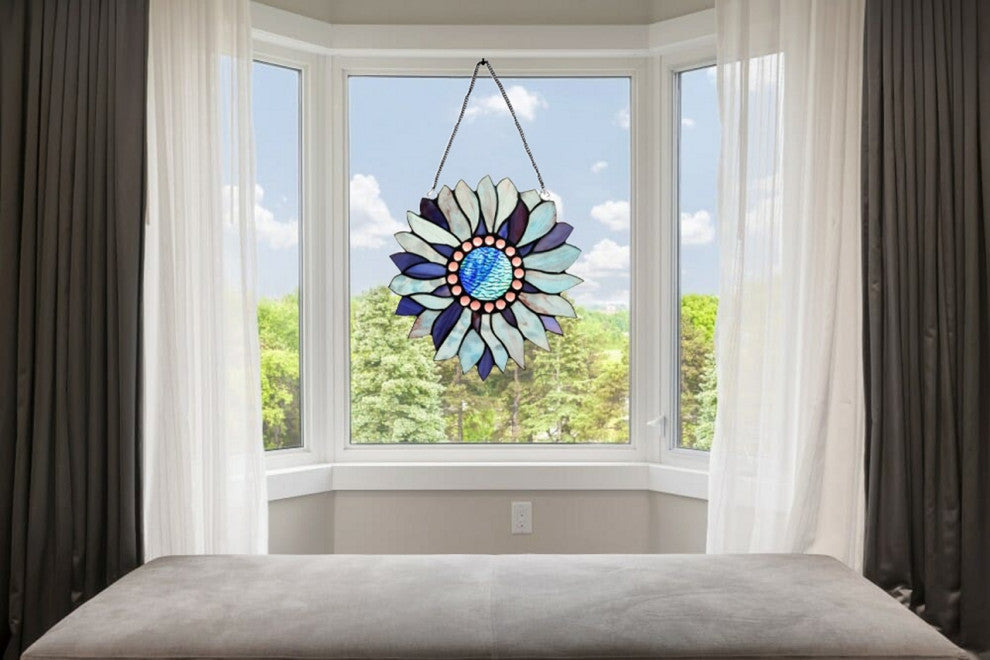CHLOE Lighting CH3P223BF11-RND SUNDANCE Floral Stained Glass Window Panel