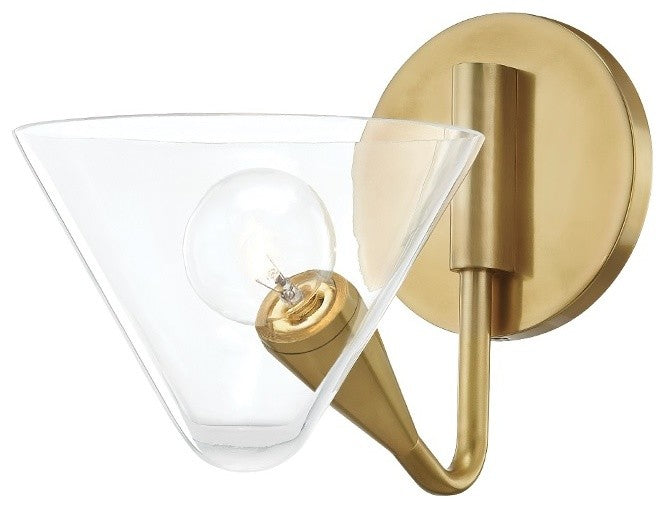Isabella 1-Light Wall Sconce Aged Brass Finish Clear Glass