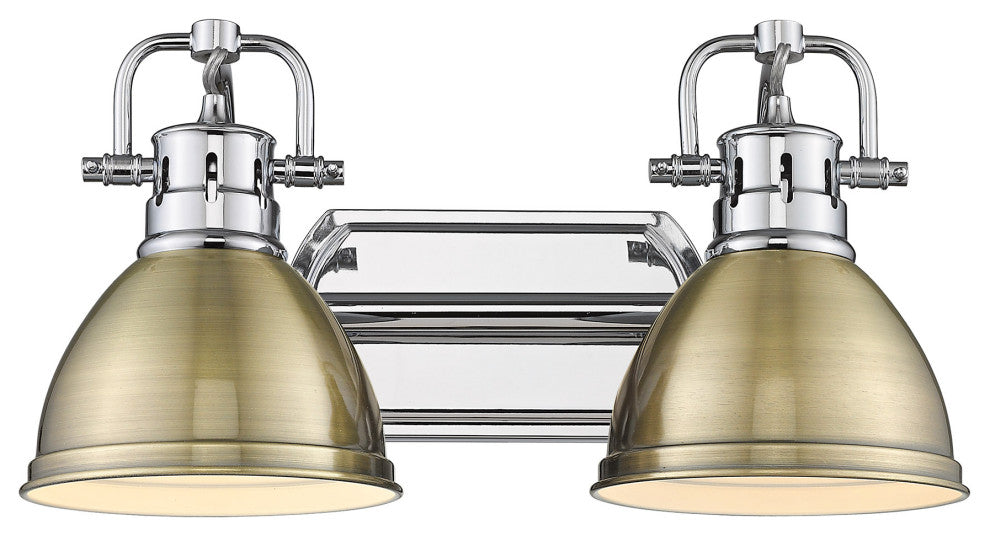 Duncan 2-Light Bath Vanity With Aged Brass Shade