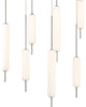 12 Light Midcentury Island Light, Satin Nickel