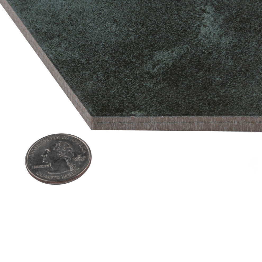 Industrial Hex Multi Mix Porcelain Floor and Wall Tile, Green