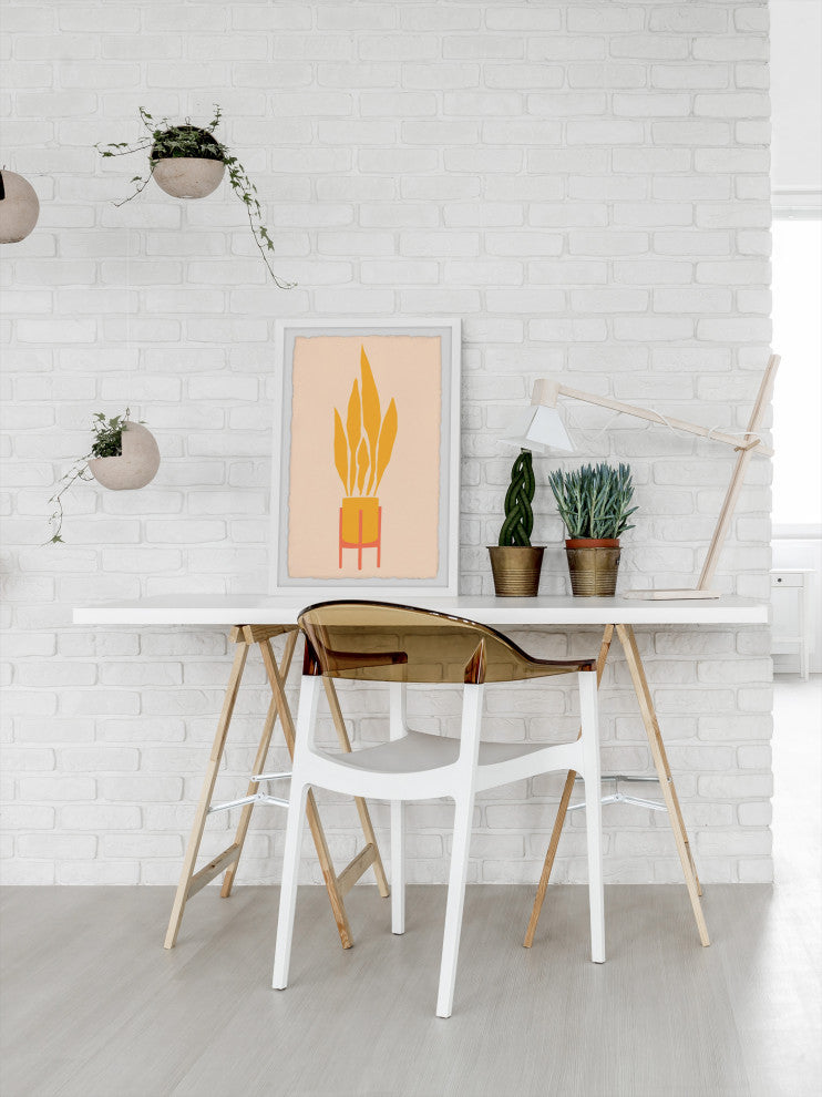 "Yellow Snake Plant" Framed Painting Print, 8x12