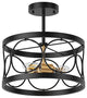 Farmhouse 3-Light Metal Drum Shape Semi Flush Mount Ceiling Light